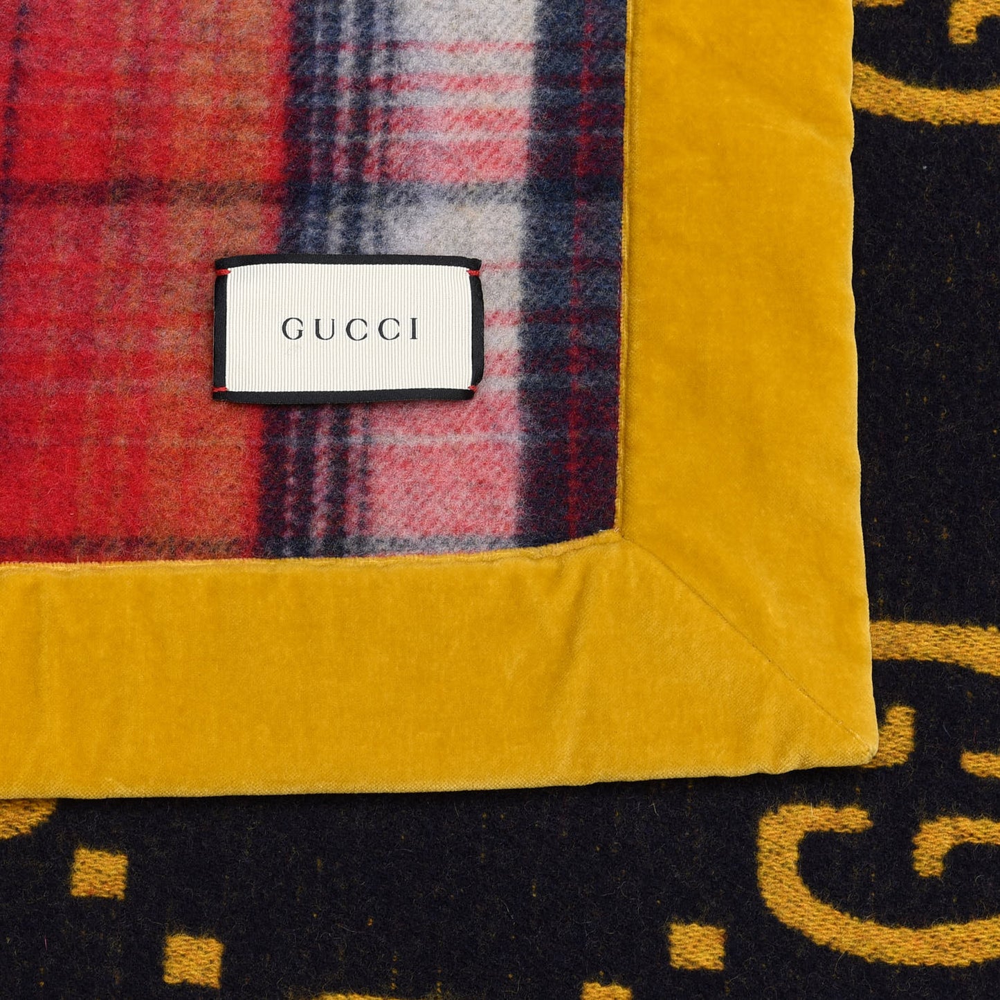 Wool GG Monogram Blanket Black Gold