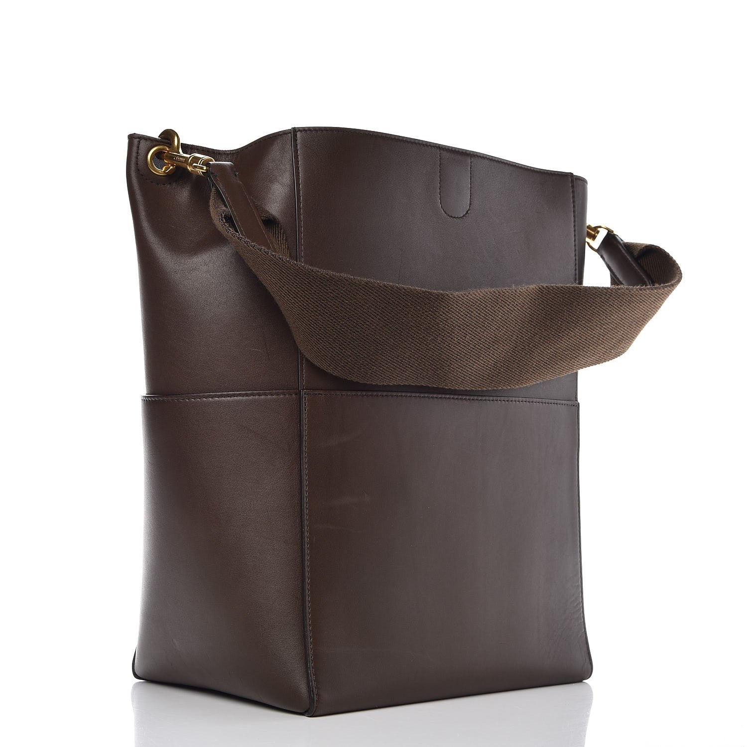 Celine Supersoft Calfskin Sangle Bucket Bag Wood 3 of 8