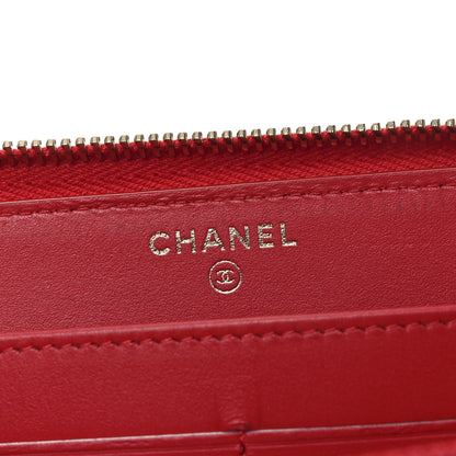 Chanel Caviar Quilted Filigree Zip Around Wallet Red 6 of 7
