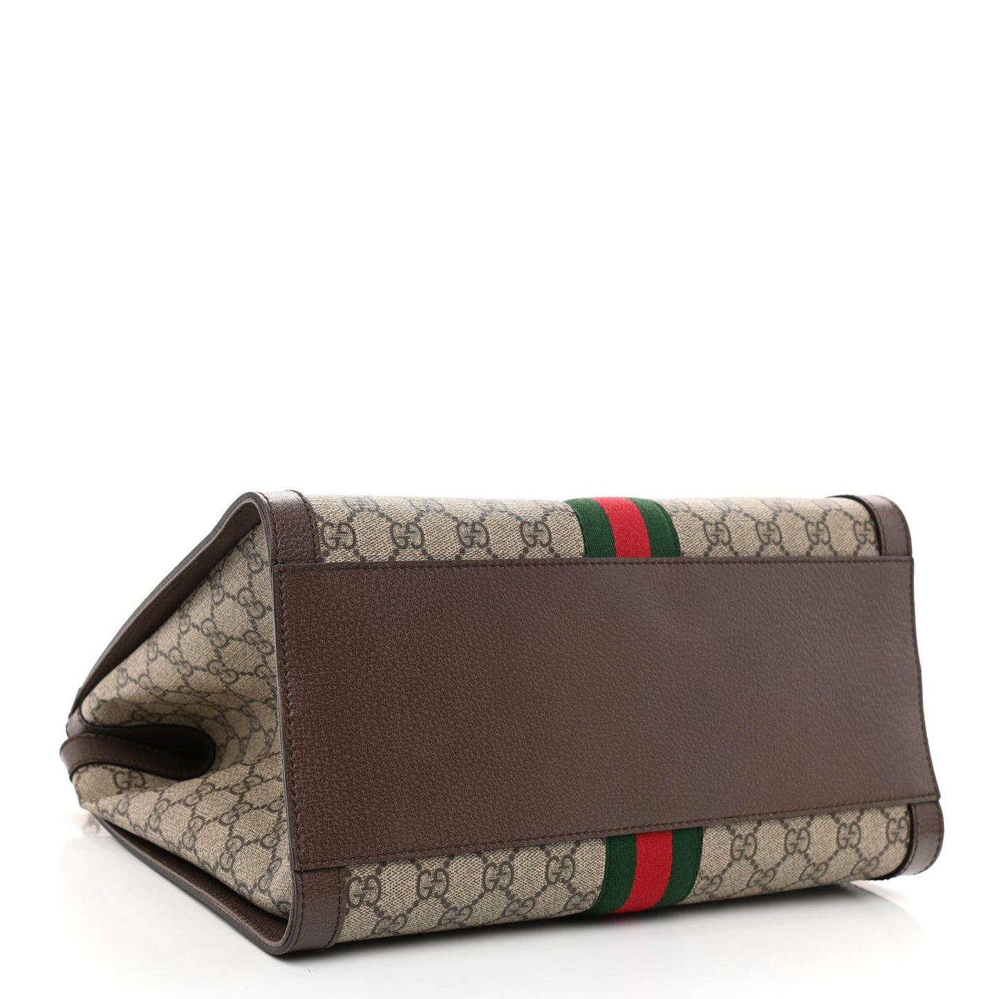 GG Supreme Monogram Web Medium Ophidia Tote Bag Brown