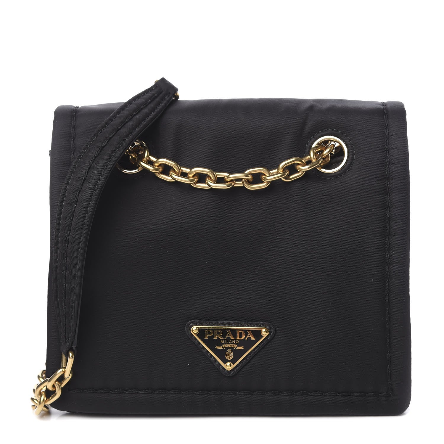 Prada Nylon Tessuto Chain Shoulder Bag Black 1 of 10