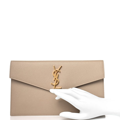 Saint Laurent Grain De Poudre Uptown Pouch Dark Beige 2 of 9