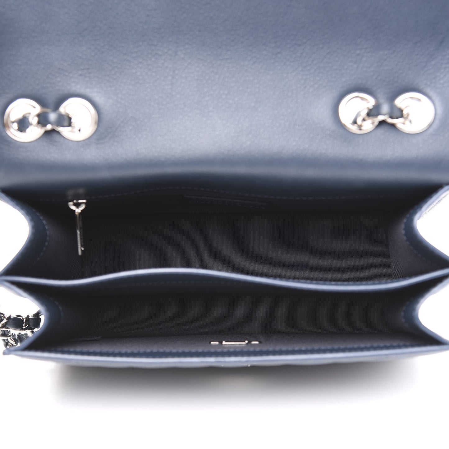 Grained Calfskin Quilted Large CC Box Flap Blue