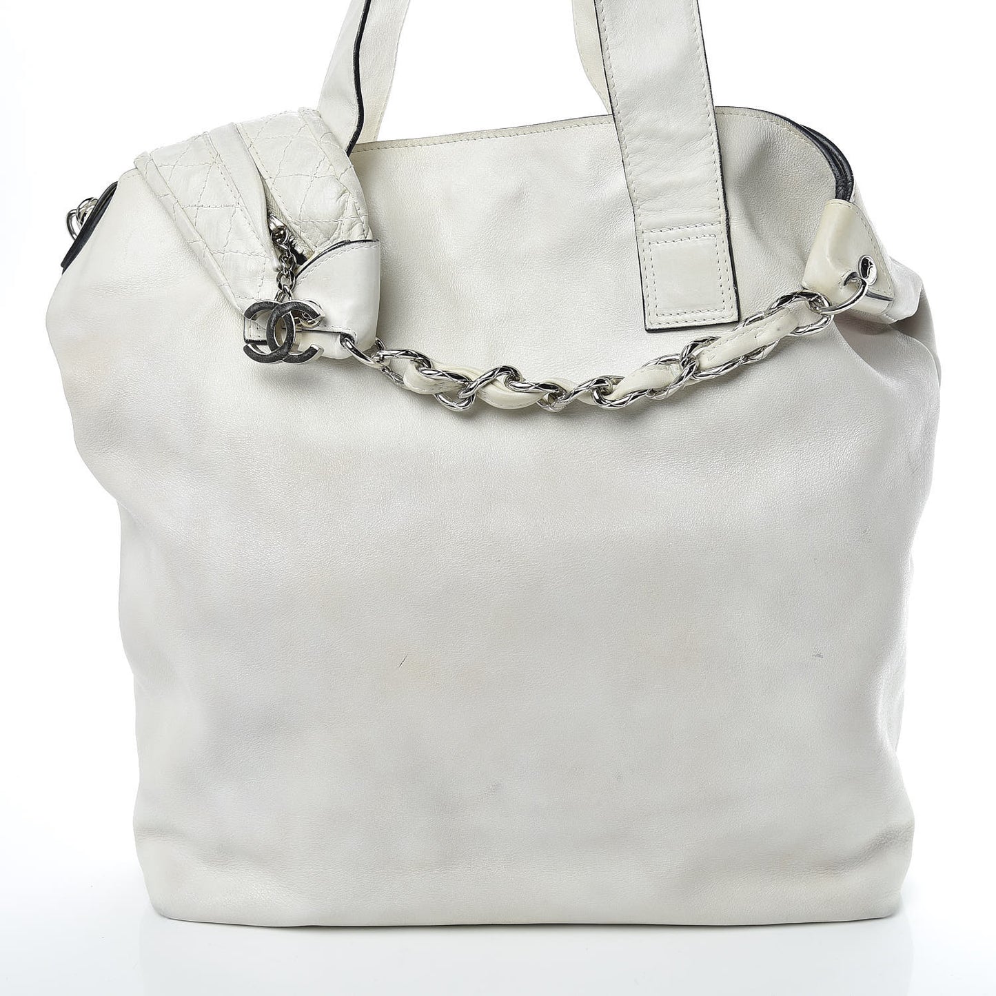 Lambskin Chain CC Tote White