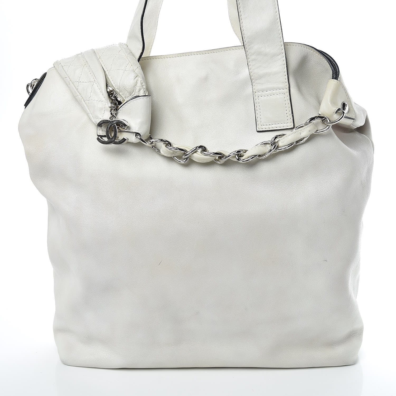 Chanel Lambskin Chain CC Tote White 27 of 28