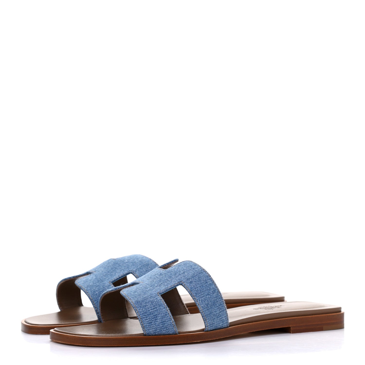 Hermes Denim Canvas Oran Sandals 36.5 Bleu Clair 3 of 9