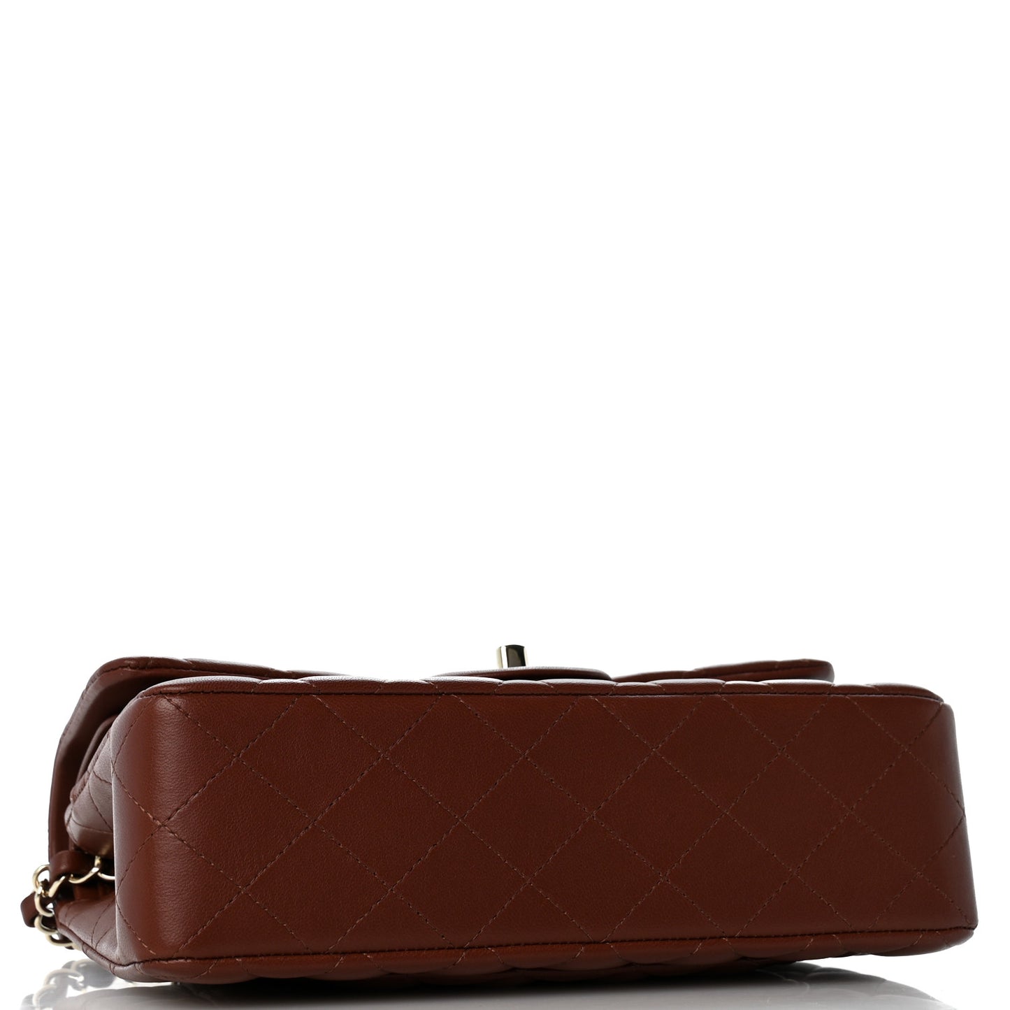Lambskin Quilted Small Double Flap Dark Brown