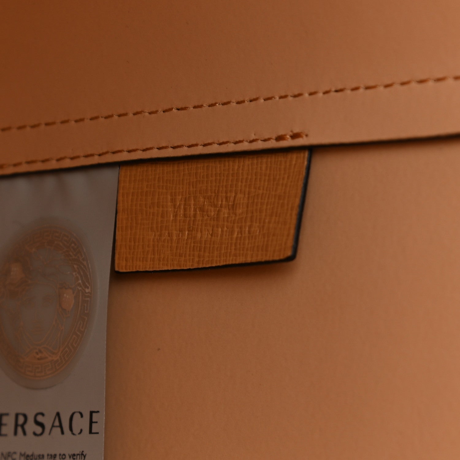 Versace Vitello Virtus Tote Caramel 8 of 12