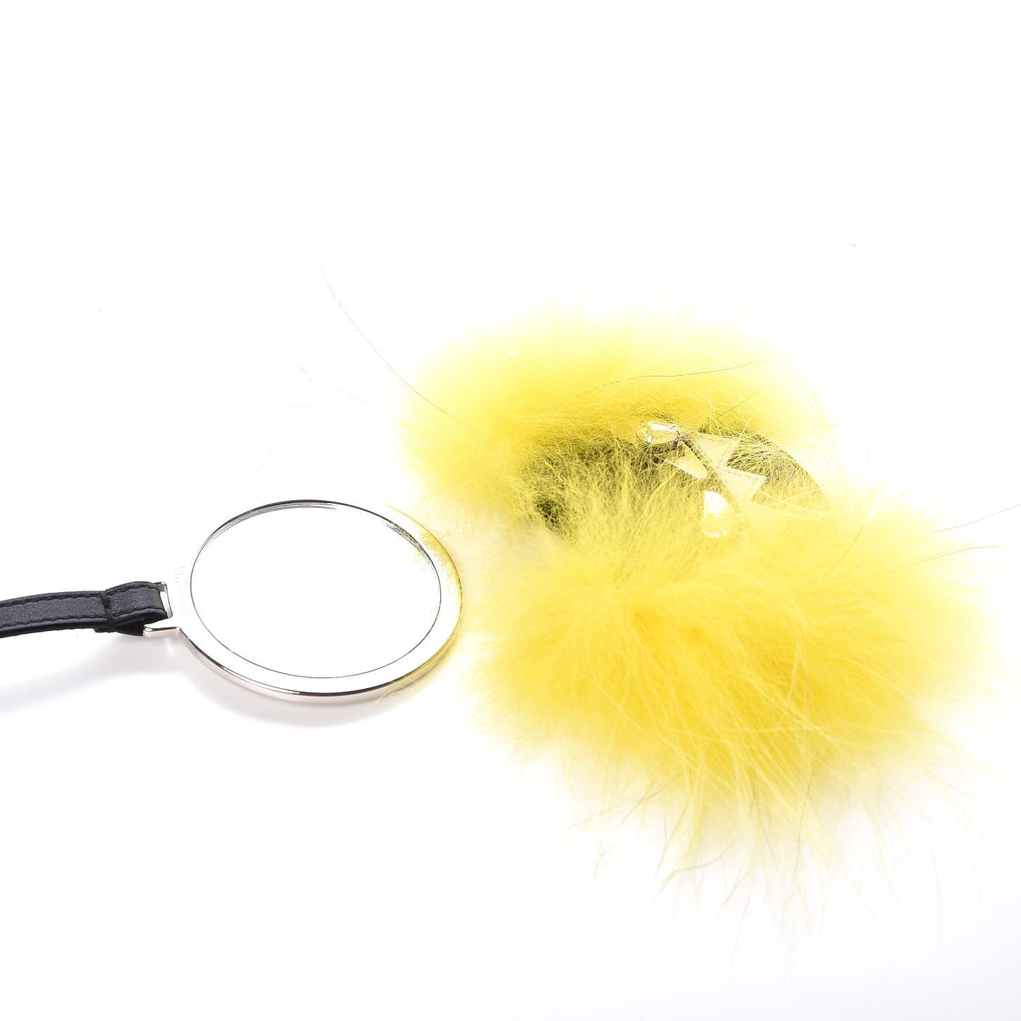 Fox Mink Fur Mirror Monster Bag Bug Charm Black Yellow