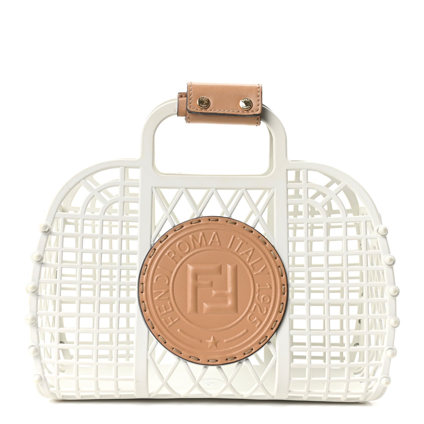 Recycled Plastic Vitello Liberty Matte Small Fendi Basket White Ice Miele