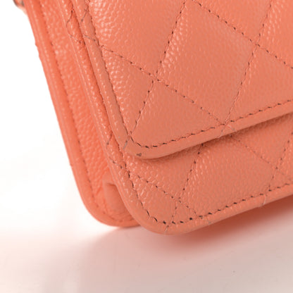 Chanel Caviar Quilted Wallet on Chain WOC Coral 12 of 13