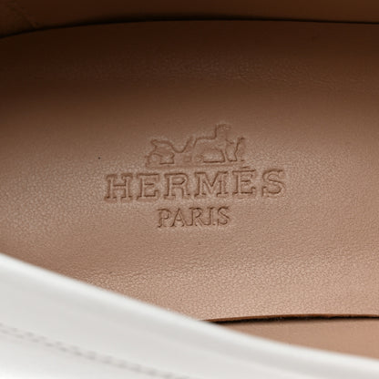 Hermes Calfskin Womens Elysee 70 Moccasin Loafer Pumps 37 White 6 of 9