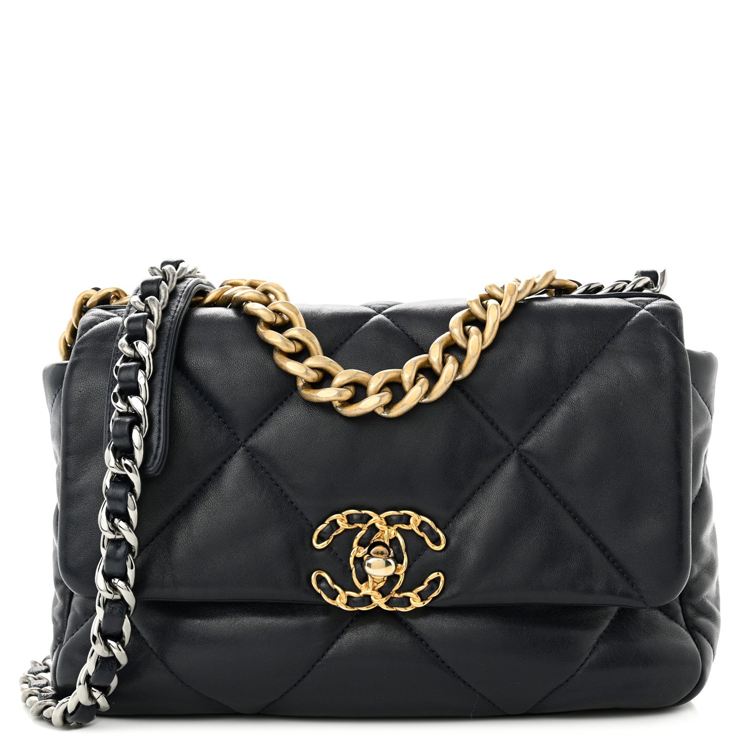 Chanel Lambskin Quilted Medium Chanel 19 Flap Navy Blue 1 of 10