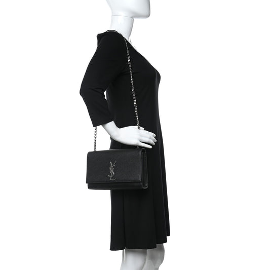 Grain De Poudre Medium Classic Monogram Kate Satchel Black