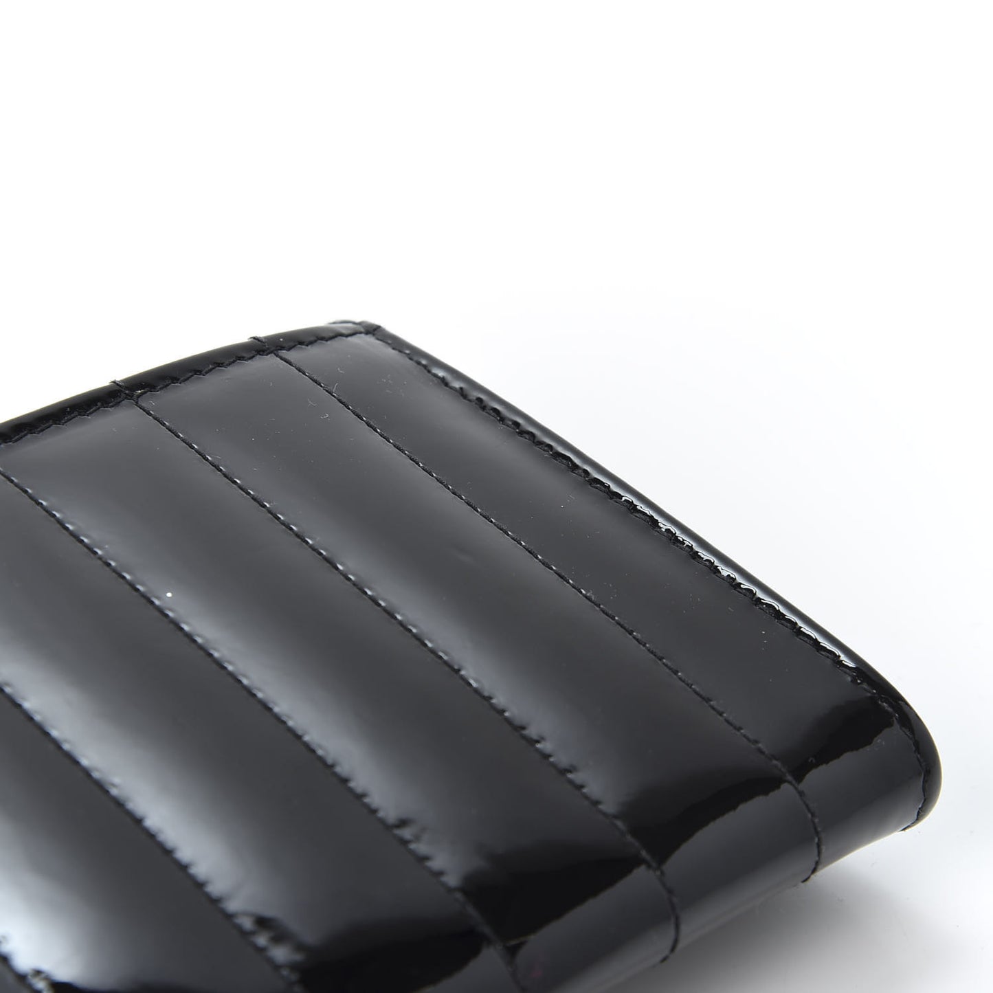 Patent Matelasse Monogram Vicky Tri-Fold Wallet Black
