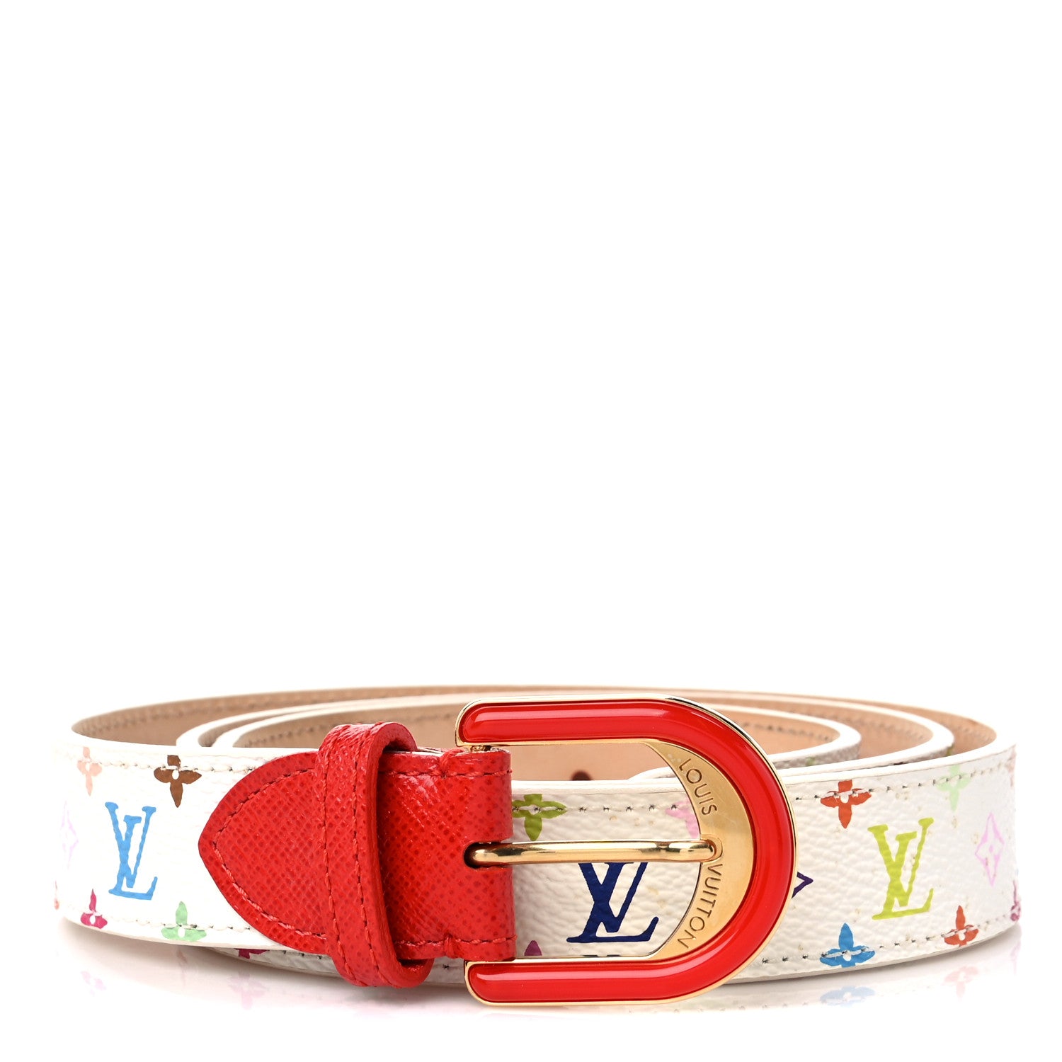 Louis Vuitton Monogram Multicolor Belt 85 34 White Red 1 of 5