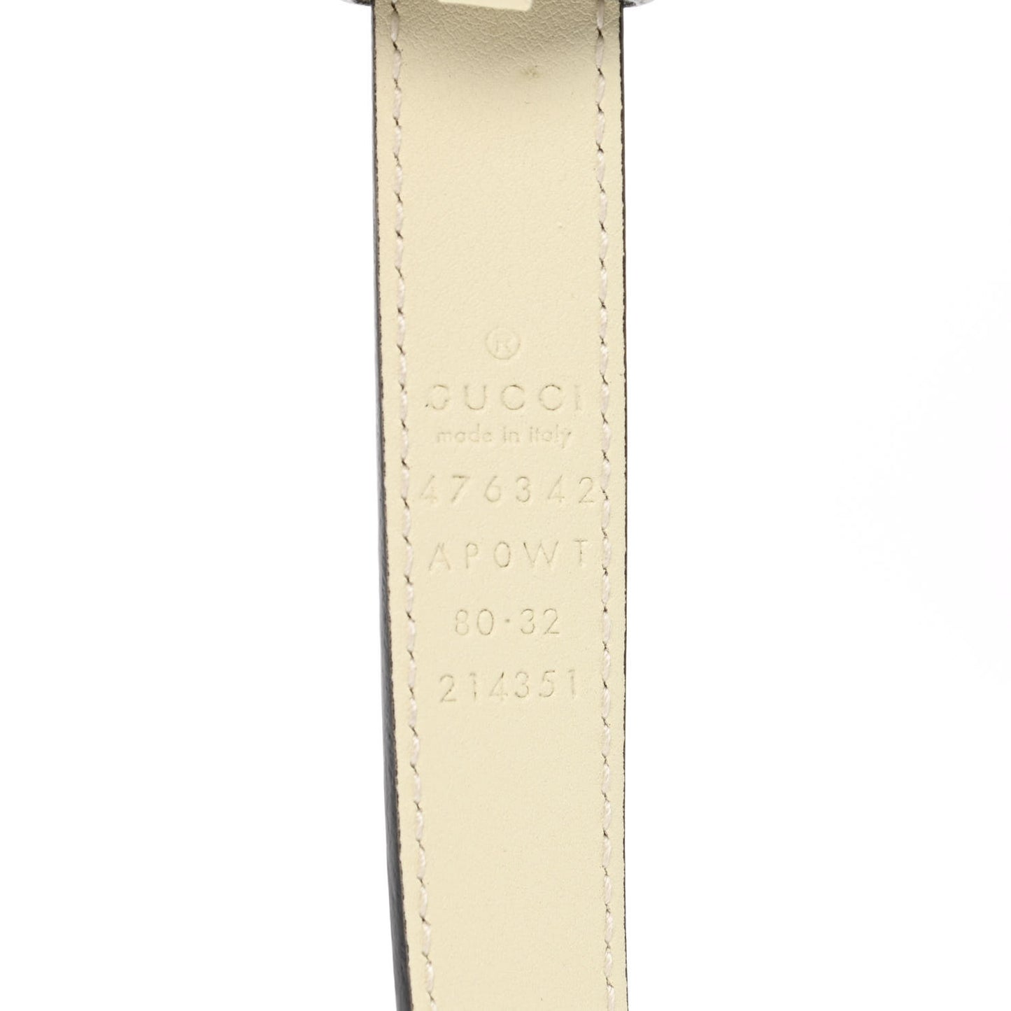 Calfskin Pearl Double G 20mm Belt 80 32 Ivory
