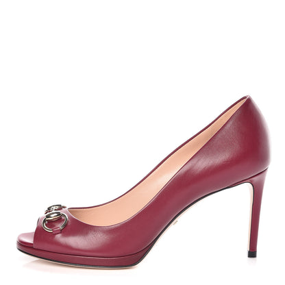 Gucci Malaga Kid Horsebit Peep Toe Pumps 37 Raspberry Sorbet 1 of 9