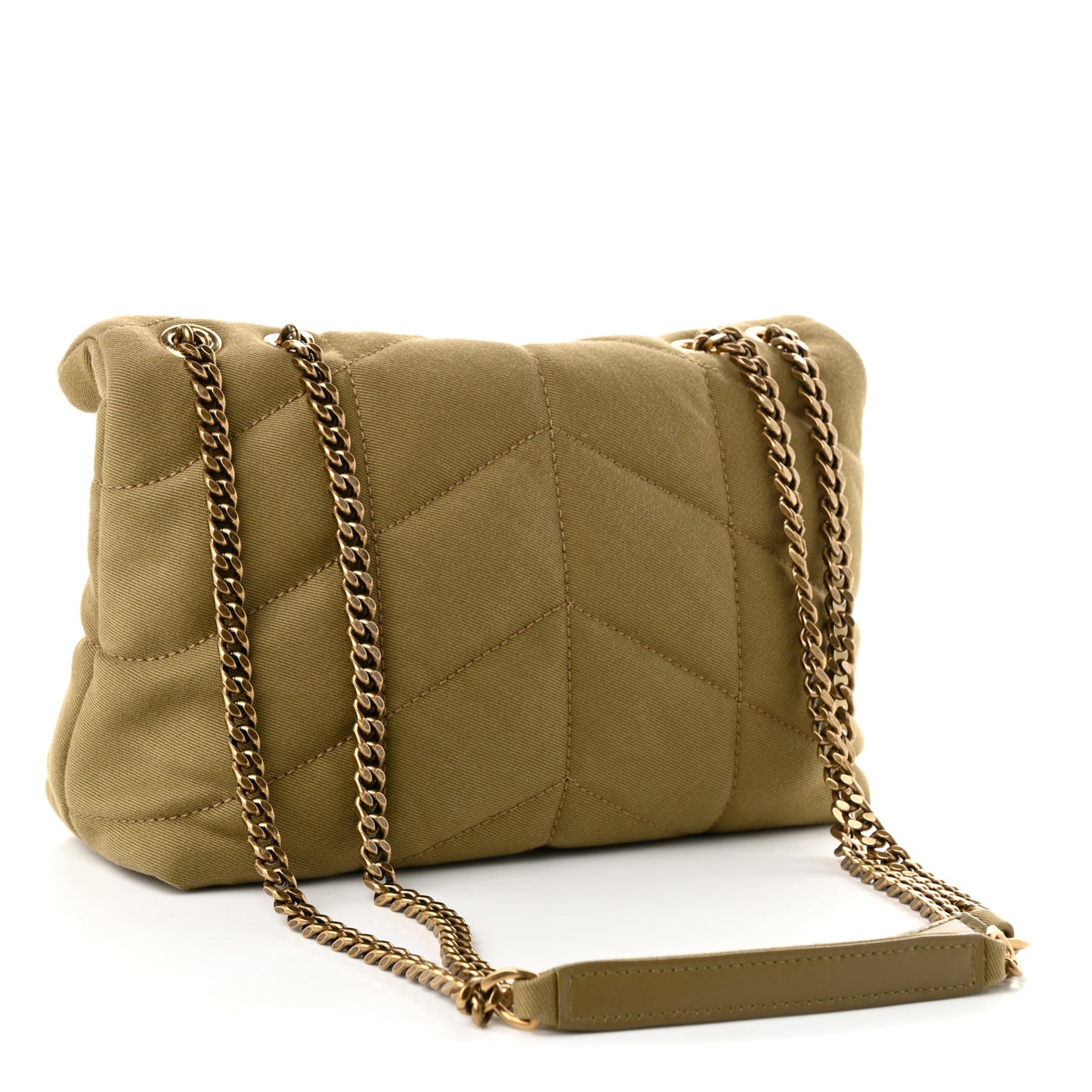 Canvas Quilted Toy Loulou Puffer Monogram Chain Satchel Fir Green