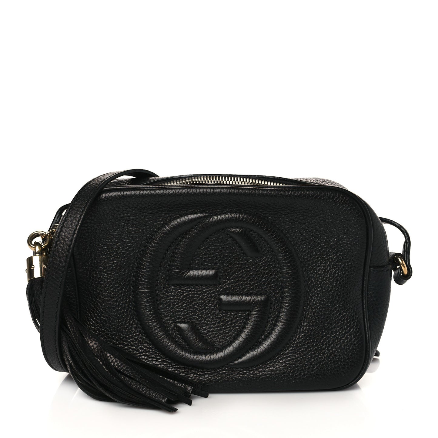 Pebbled Calfskin Small Soho Disco Bag Black