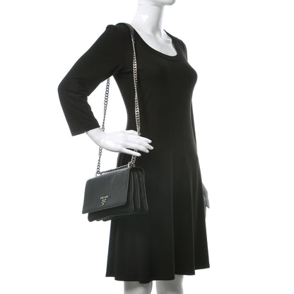 Prada Saffiano Tessuto Nylon Chain Shoulder Bag Black 2 of 9