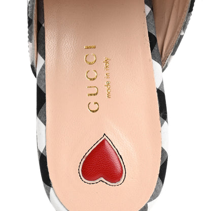 Gucci Cotton Gingham Womens Princetown Slippers 38 White Black 7 of 11