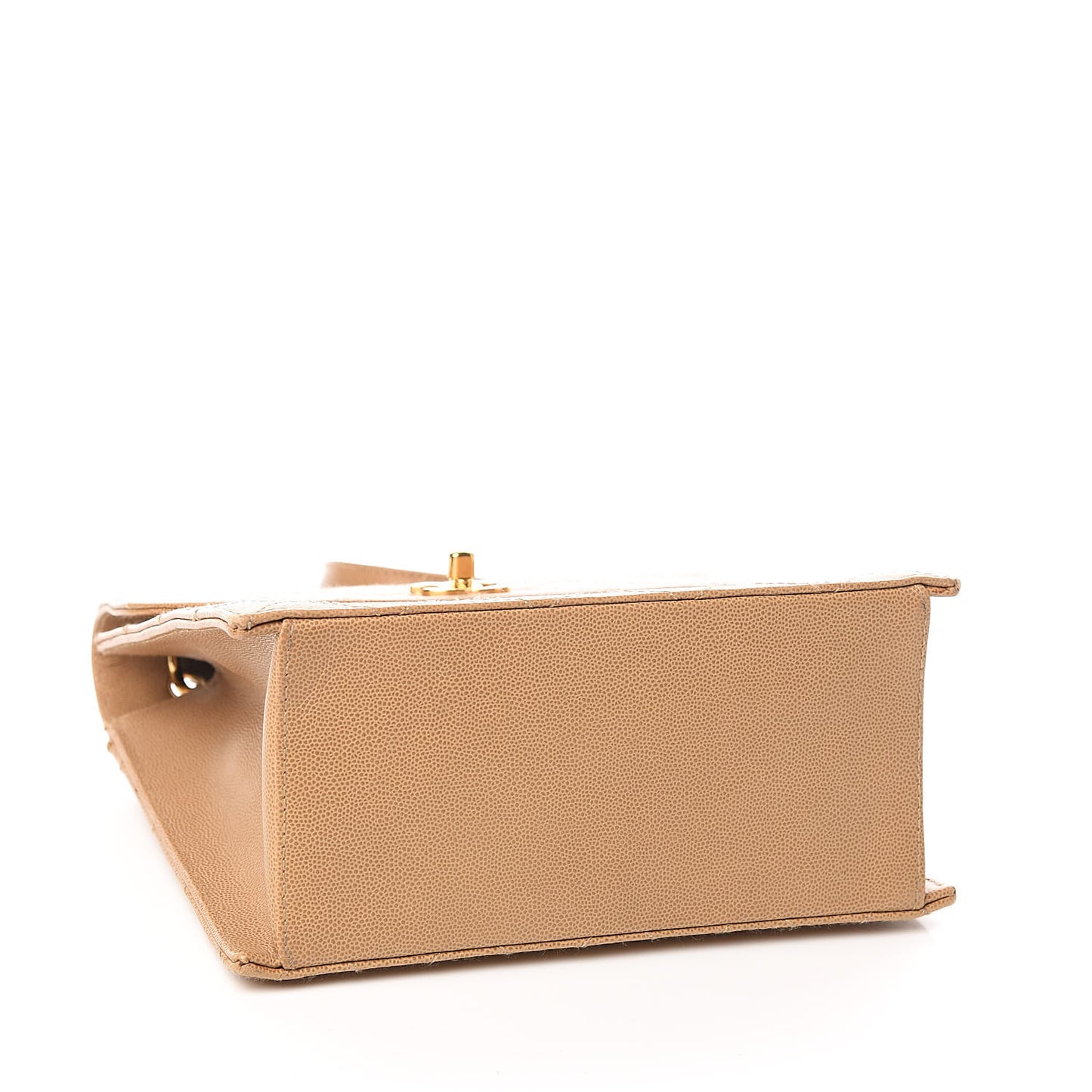 Caviar Stitched Flap Shoulder Bag Beige