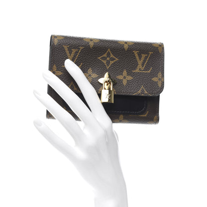 Louis Vuitton Monogram Flower Lock Compact Wallet Black 2 of 7