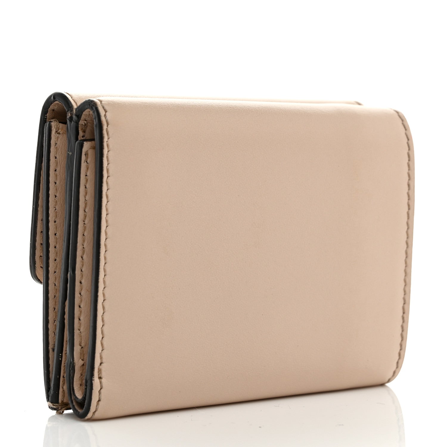 Fendi Vitello King Tamponato Embossed Fendi Roma Micro Tri-Fold Wallet Poudre 3 of 7