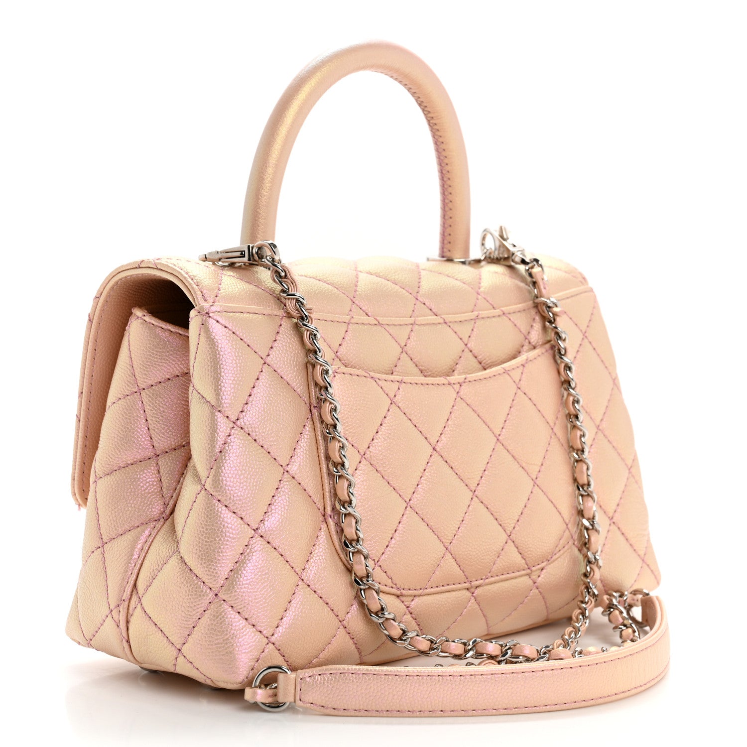 Chanel Iridescent Caviar Quilted Mini Coco Handle Flap Light Pink 3 of 10
