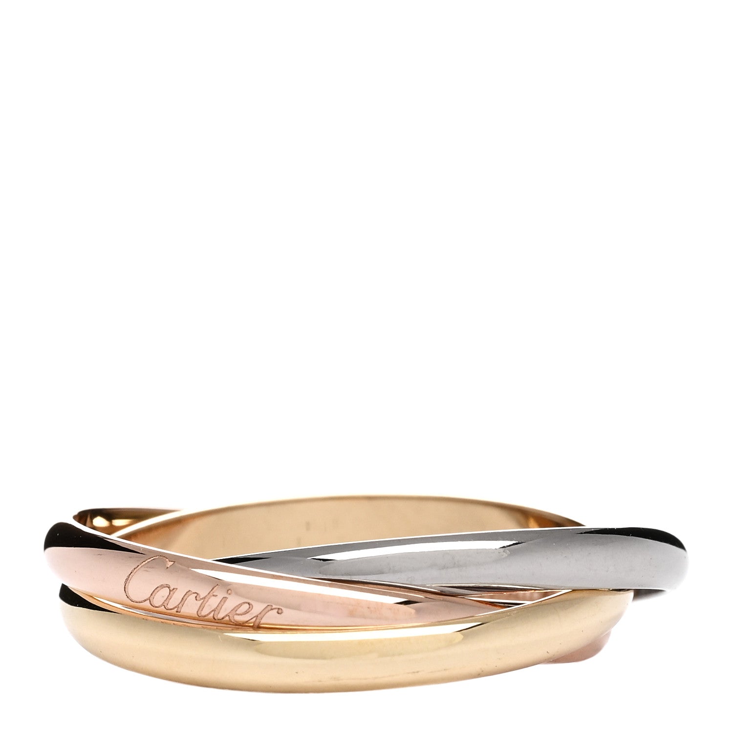 Cartier 18K Pink Yellow White Gold Small Trinity Ring 69 12.75 1 of 4