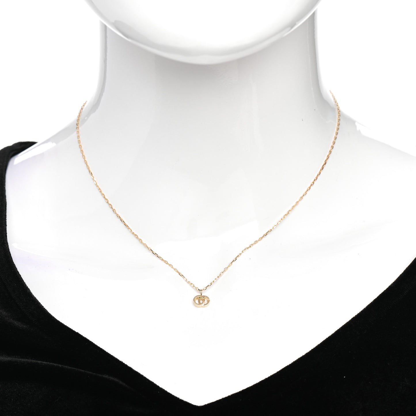 18K Yellow Gold Blue Topaz Running G Pendant Necklace