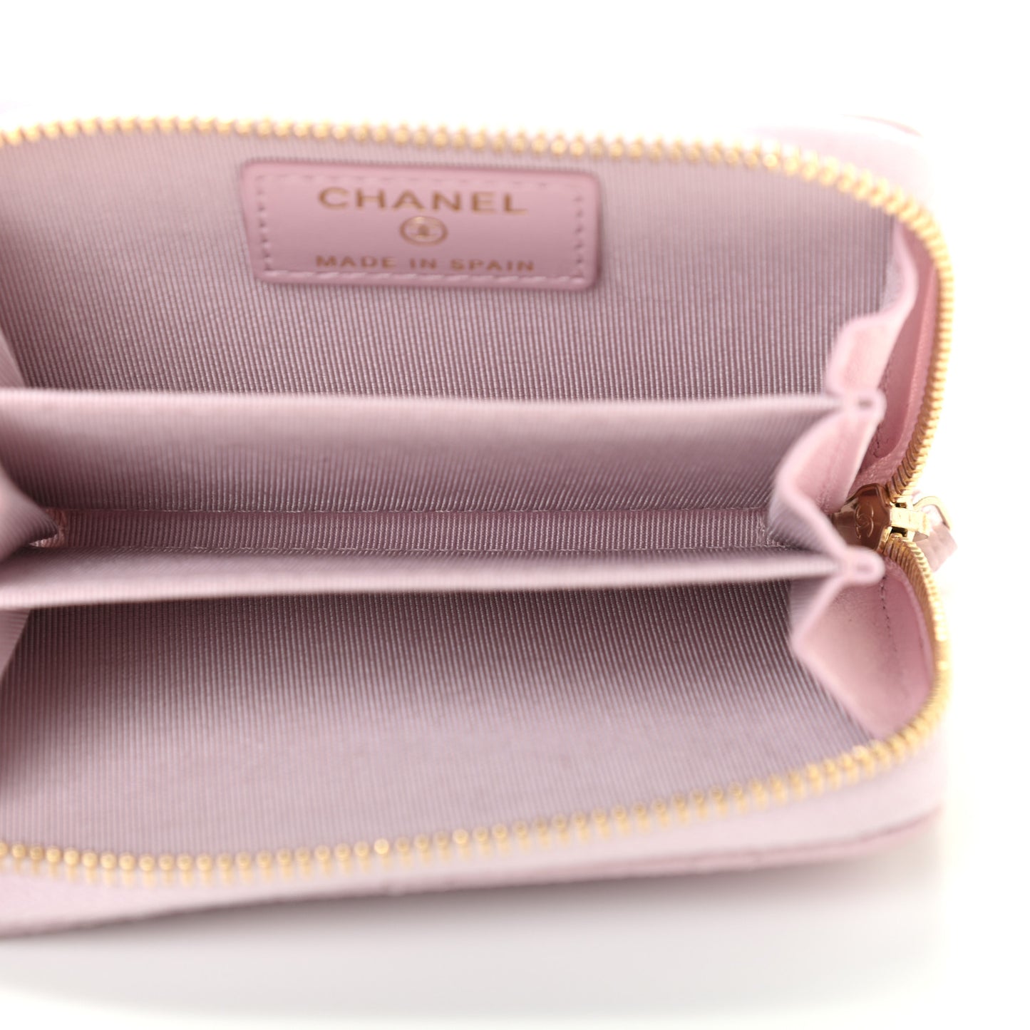 Caviar Quilted Zip Coin Purse Light Pink