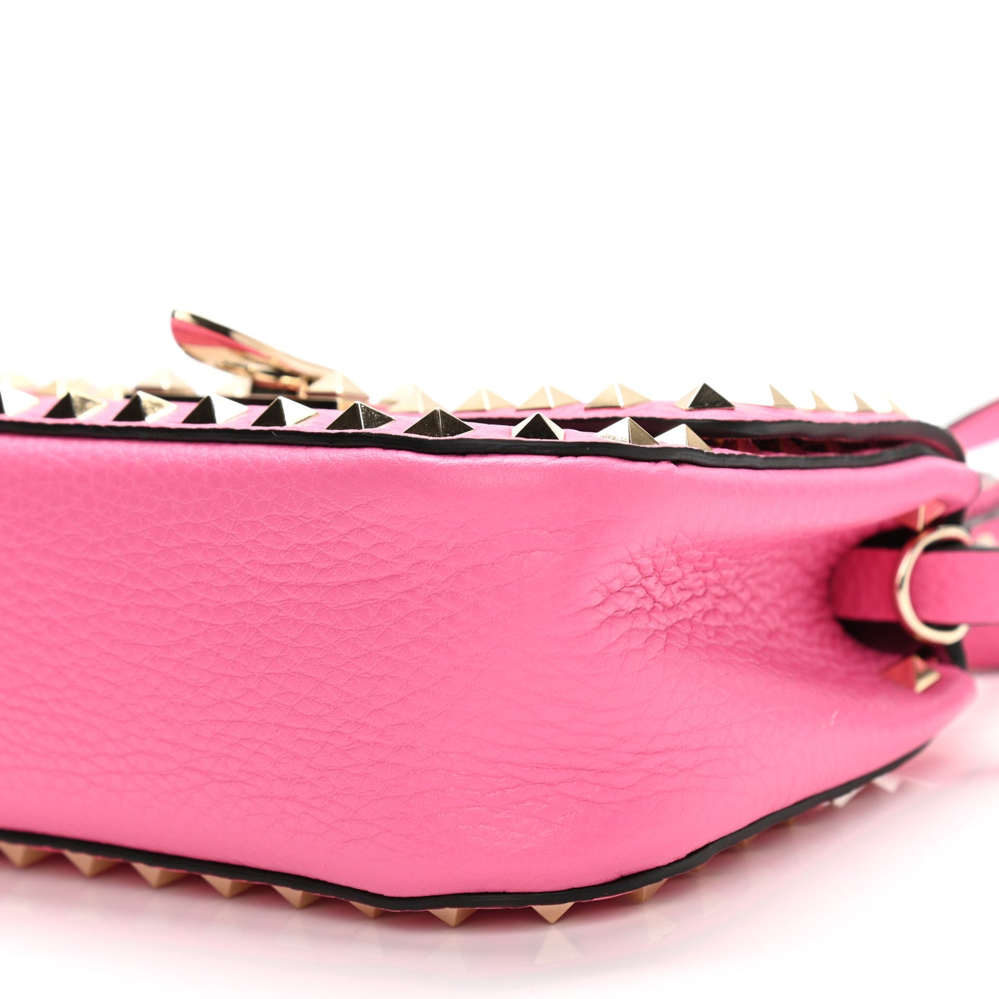 Grained Calfskin Small Rockstud Top Handle Bag Feminine Pink