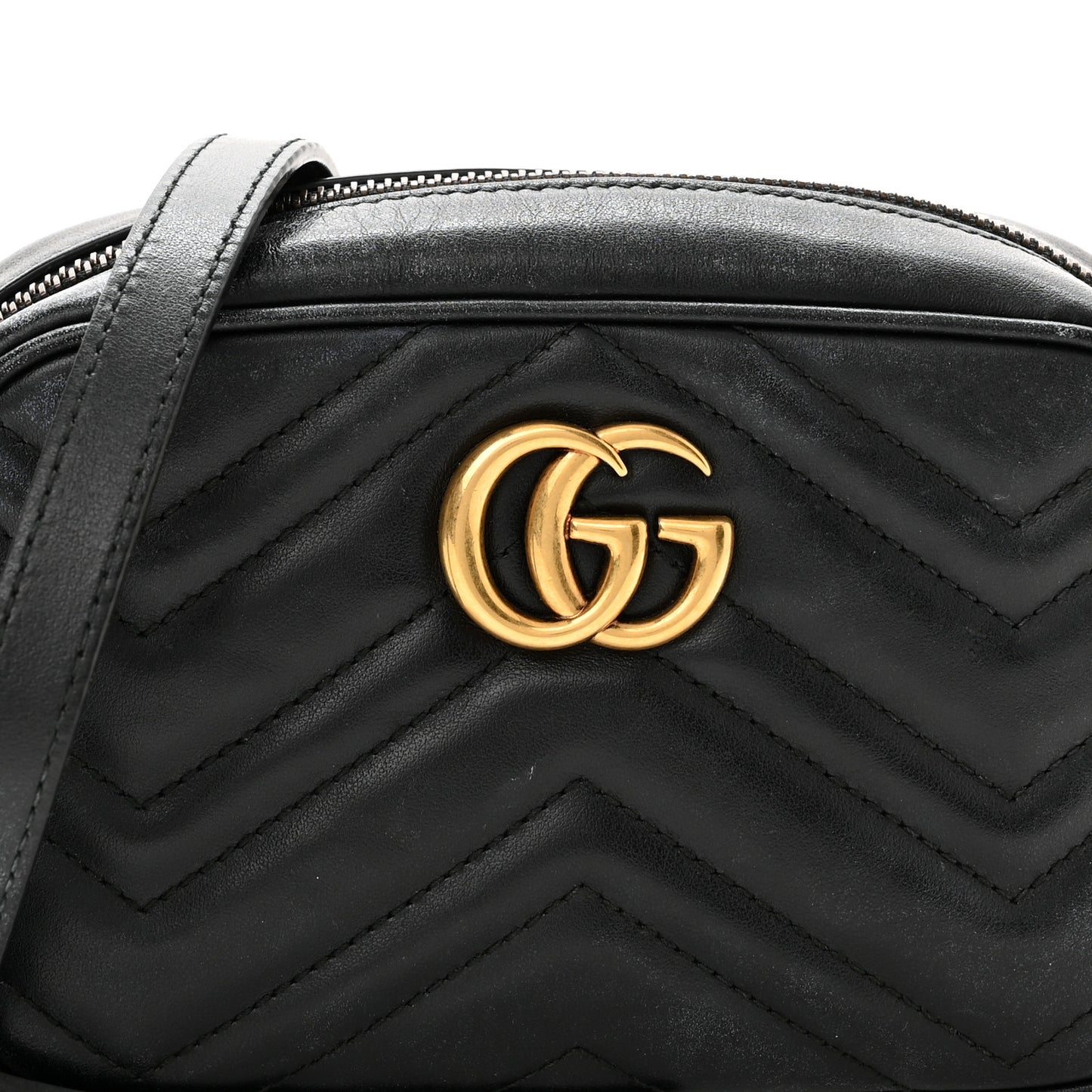 Calfskin Matelasse Mini GG Marmont Chain Shoulder Bag Black