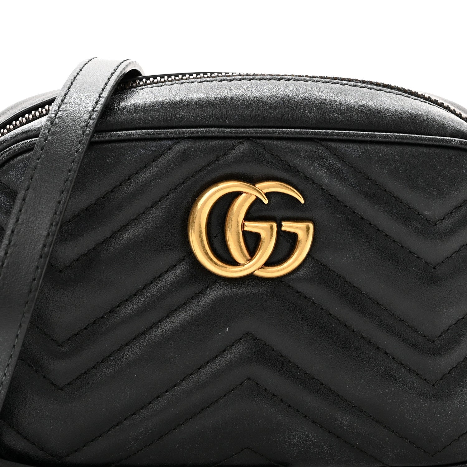 Gucci Calfskin Matelasse Mini GG Marmont Chain Shoulder Bag Black 8 of 13