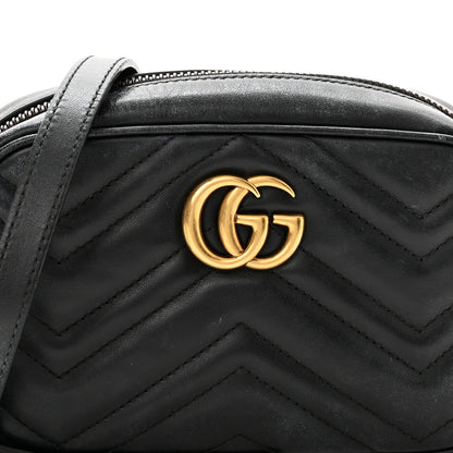 Gucci Calfskin Matelasse Mini GG Marmont Chain Shoulder Bag Black 8 of 13