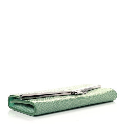Jimmy Choo Snakeskin Embossed Chain Clutch Green 3 of 7