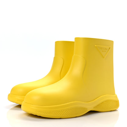 Prada Soft Mellow Rubber Triangle Logo Embossed Womens 25mm Booties 36 Sole 3 of 7