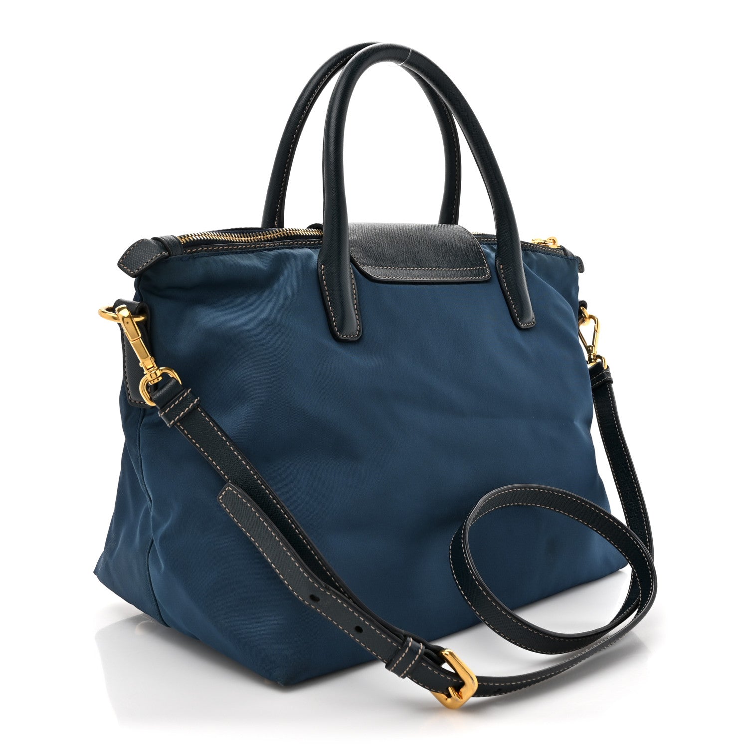 Prada Tessuto Nylon Saffiano Tote Cobalto 2 of 12