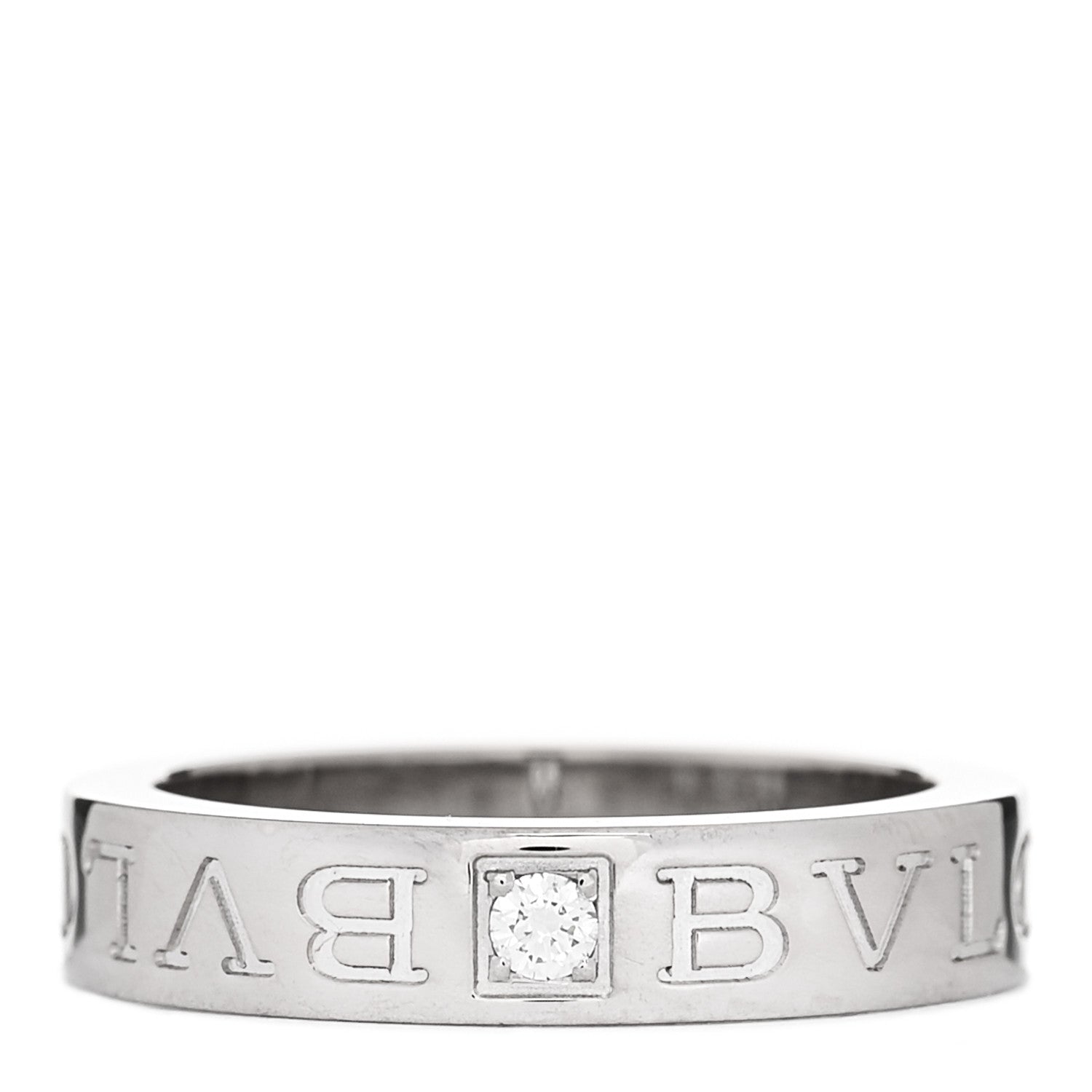 Bulgari 18K White Gold Diamond B.Zero1 Essential Band Ring 50 5.5 1 of 5