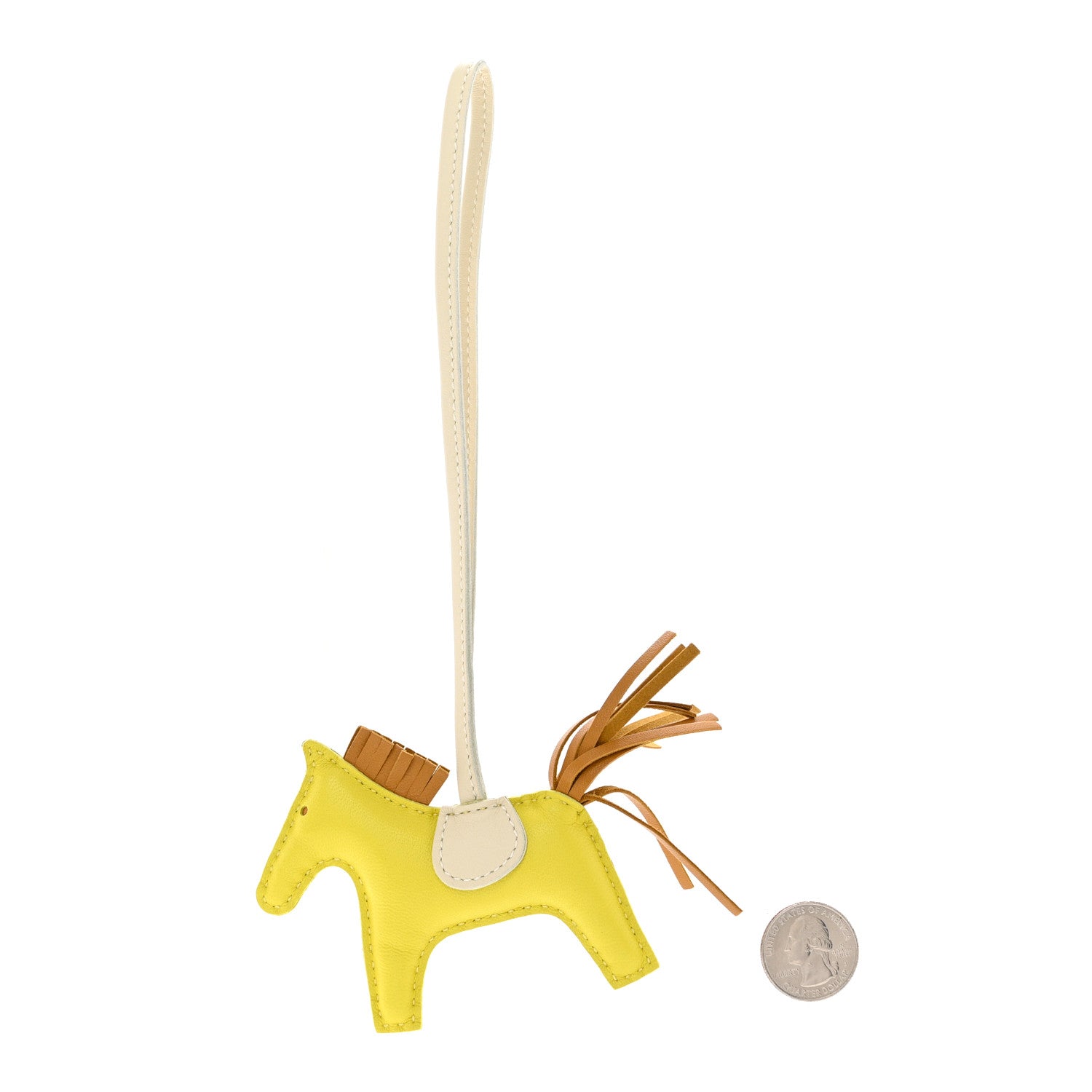 Hermes Milo Lambskin Grigri Rodeo Horse Bag Charm PM Lime Sesame Craie 2 of 4