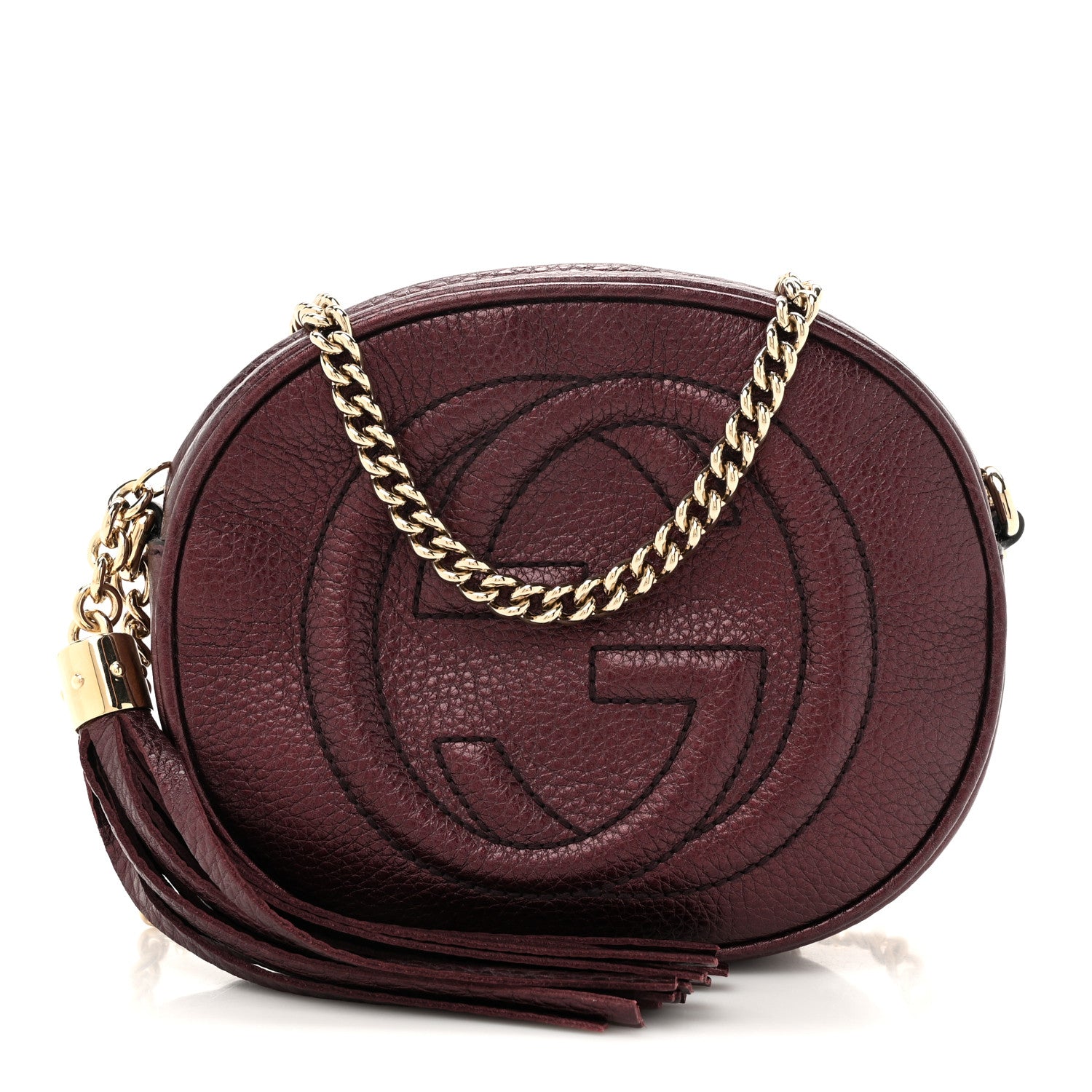 Gucci Metallic Pebbled Calfskin Mini Soho Chain Bag Purple 1 of 10