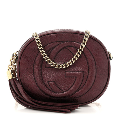 Gucci Metallic Pebbled Calfskin Mini Soho Chain Bag Purple 1 of 10