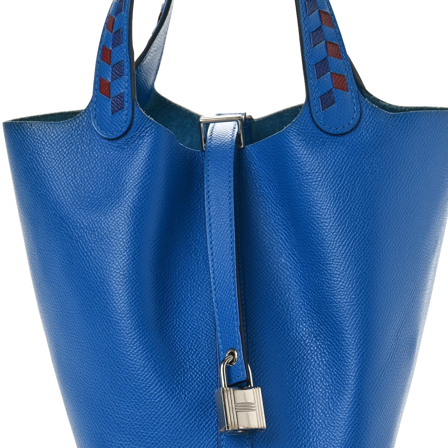 Hermes Epsom Tressage De Cuir Picotin Lock 18 PM Bleu Zellige 7 of 9