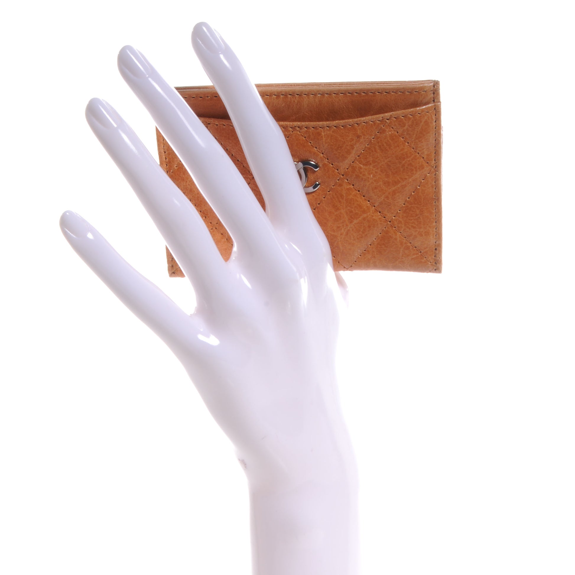 Chanel Glazed Calfskin Quilted Card Holder Light Brown 2 of 8