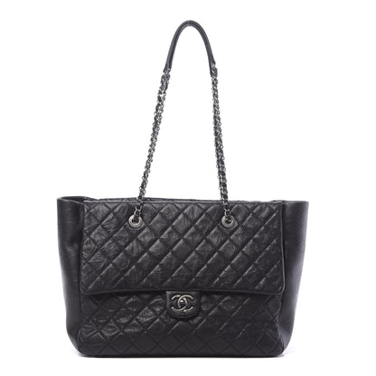 Chanel Crumpled Lambskin Quilted Large Tote Black 1 of 14