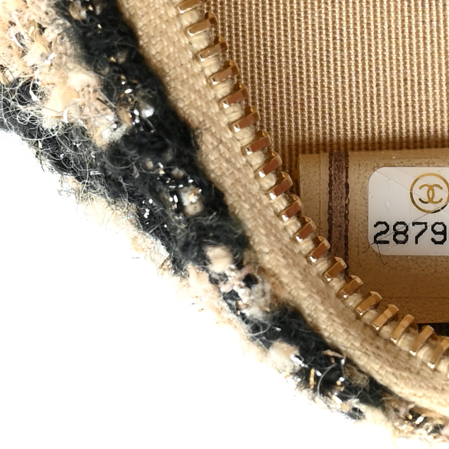 Chanel Tweed Shearling Quilted Round Clutch With Chain and Coin Purse Beige Black 8 of 11