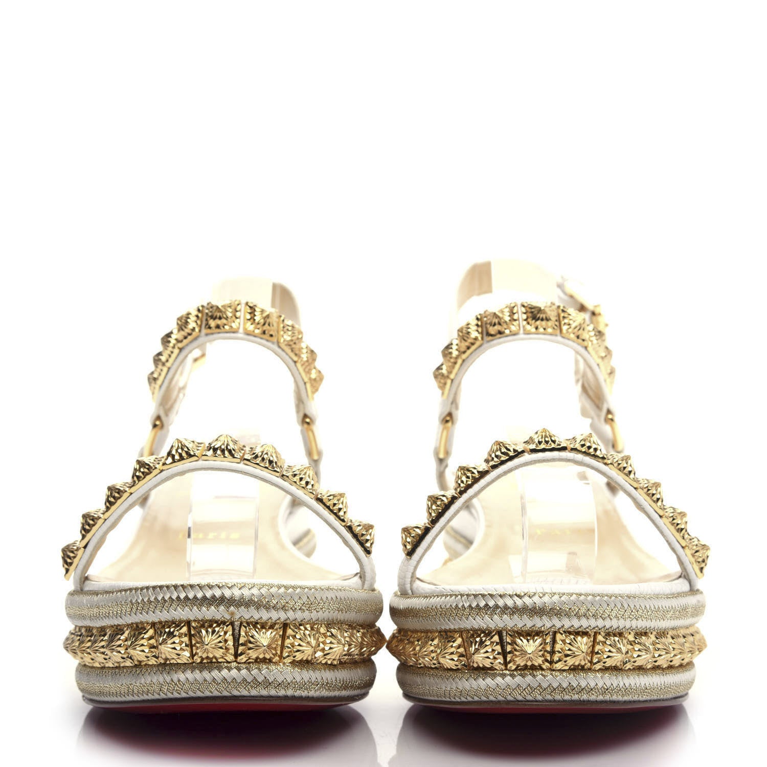 Christian Louboutin Calfskin Zarli Pyraclou 60 Platform Sandals 39 White 2 of 9