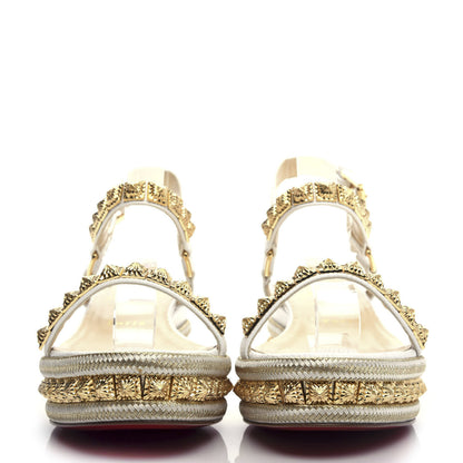 Christian Louboutin Calfskin Zarli Pyraclou 60 Platform Sandals 39 White 2 of 9